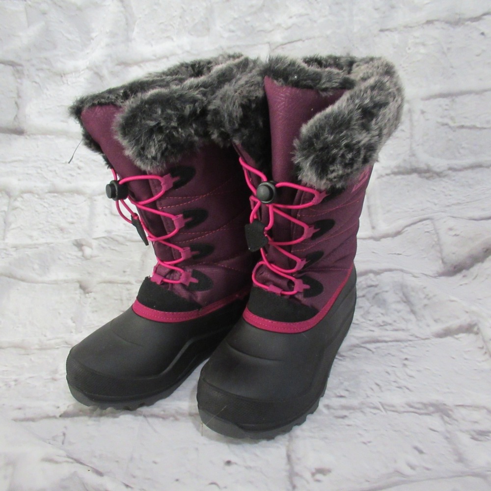 Kamik Winter Boots Women Size 5 pink gray Faux Fur Waterproof Snow Boots